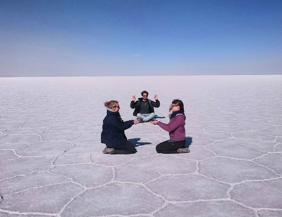 Bolivian Salt Flats meditating